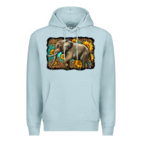 Blue Mist western sunflowers elephant Premium Hoodie - LillyAllenDesigns
