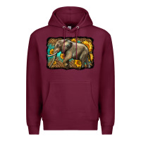 Burgundy western sunflowers elephant Premium Hoodie - LillyAllenDesigns