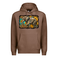 Chestnut western sunflowers elephant Premium Hoodie - LillyAllenDesigns