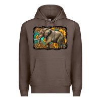 Coffee western sunflowers elephant Premium Hoodie - LillyAllenDesigns