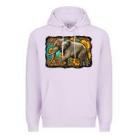 Lilac western sunflowers elephant Premium Hoodie - LillyAllenDesigns