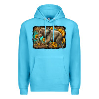 Ocean Blue western sunflowers elephant Premium Hoodie - LillyAllenDesigns