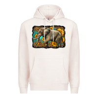 Pale Pink western sunflowers elephant Premium Hoodie - LillyAllenDesigns