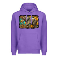 Purple western sunflowers elephant Premium Hoodie - LillyAllenDesigns