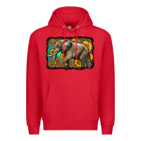 Red western sunflowers elephant Premium Hoodie - LillyAllenDesigns
