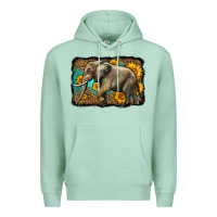 Seafoam western sunflowers elephant Premium Hoodie - LillyAllenDesigns