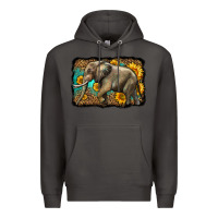 Smoke western sunflowers elephant Premium Hoodie - LillyAllenDesigns