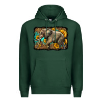 Sports Green western sunflowers elephant Premium Hoodie - LillyAllenDesigns
