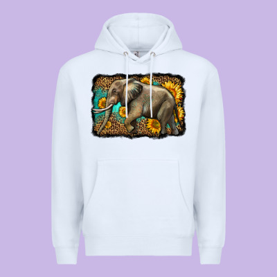 Western Sunflowers Elephant Premium Hoodie Designed By Lillyallendesigns