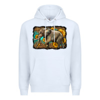 White western sunflowers elephant Premium Hoodie - LillyAllenDesigns