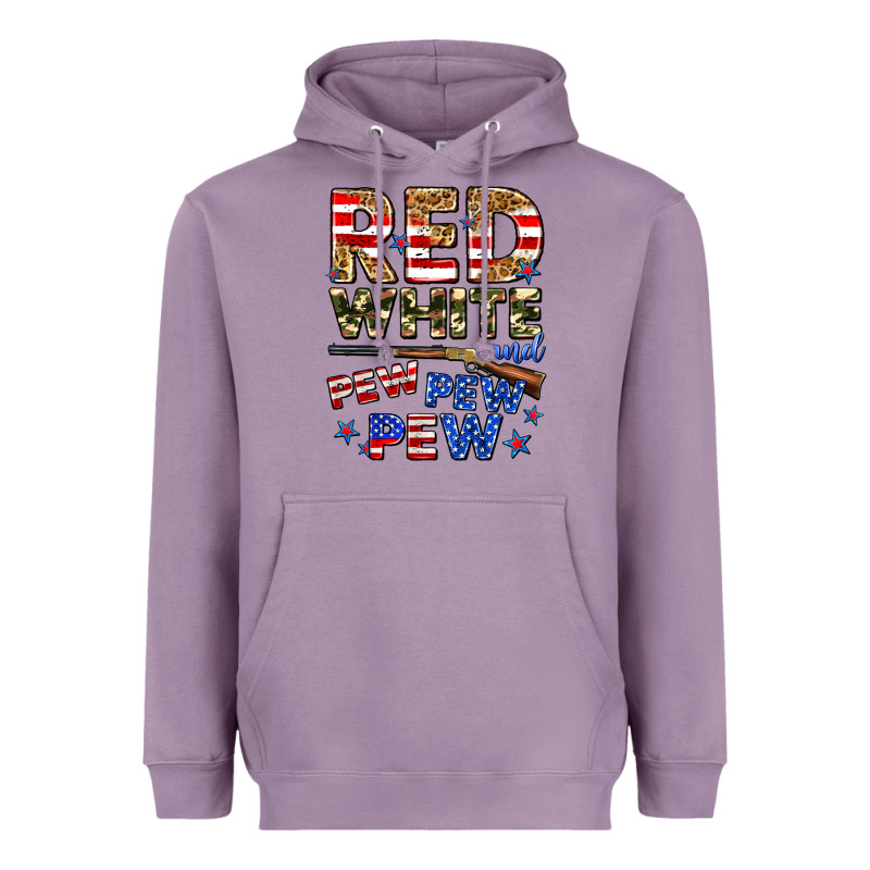 Red White And Pew Pew Pew Heavyweight Hoodie by Zillion Design Studio | Teevron