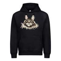 Black Maine Coon Cat Face Urban Hoodie - LillyAllenDesigns