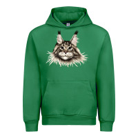Emerald Maine Coon Cat Face Urban Hoodie - LillyAllenDesigns