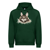 Forest Green Maine Coon Cat Face Urban Hoodie - LillyAllenDesigns