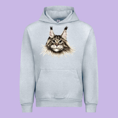 Maine Coon Cat Face Urban Hoodie Designed By Lillyallendesigns