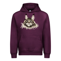 Mauve Wine Maine Coon Cat Face Urban Hoodie - LillyAllenDesigns