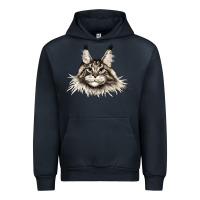 Navy Maine Coon Cat Face Urban Hoodie - LillyAllenDesigns