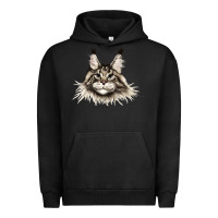Pigment Black Maine Coon Cat Face Urban Hoodie - LillyAllenDesigns