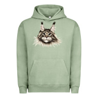 Pigment Oil Green Maine Coon Cat Face Urban Hoodie - LillyAllenDesigns