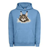 Pigment Pebble Blue Maine Coon Cat Face Urban Hoodie - LillyAllenDesigns