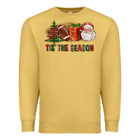 Antique Gold Tis The Season Christmas With Football And Santa Premium Sweatshirt - FaDigitalArtStudio