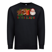 Black Tis The Season Christmas With Football And Santa Premium Sweatshirt - FaDigitalArtStudio