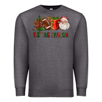Charcoal Heather Tis The Season Christmas With Football And Santa Premium Sweatshirt - FaDigitalArtStudio