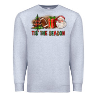 Heather Grey Tis The Season Christmas With Football And Santa Premium Sweatshirt - FaDigitalArtStudio