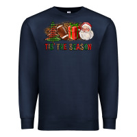 Navy Tis The Season Christmas With Football And Santa Premium Sweatshirt - FaDigitalArtStudio