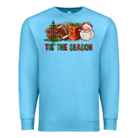 Ocean Blue Tis The Season Christmas With Football And Santa Premium Sweatshirt - FaDigitalArtStudio