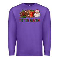 Purple Tis The Season Christmas With Football And Santa Premium Sweatshirt - FaDigitalArtStudio