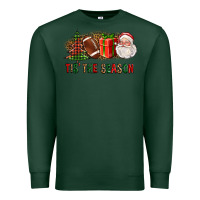Sports Green Tis The Season Christmas With Football And Santa Premium Sweatshirt - FaDigitalArtStudio
