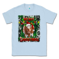 Dusty Blue Western Merry Christmas Longhorn Cow Classic Tee - RanaPortraitStore