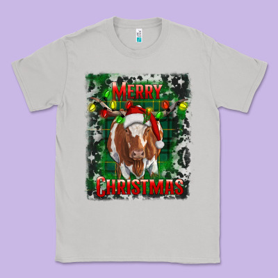 Western Merry Christmas Longhorn Cow Classic Tee Designed By Ranaportraitstore