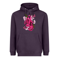 Plum Cancer Boxing Gloves with Ribbon Heavyweight Hoodie - texasbilliewilder
