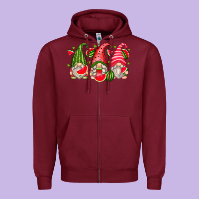 Watermelon Gnomes Zipper Hoodie Designed By Zillion Design Studio