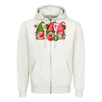 Oatmeal Heather watermelon gnomes Zipper Hoodie - Zillion Design Studio