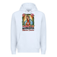 White madrecita muchas gracias lady of Guadalupe Premium Hoodie - BarkalooDesign