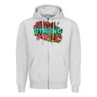 Dove Grey she is strong Zipper Hoodie - texasbilliewilder