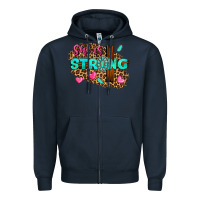 Navy she is strong Zipper Hoodie - texasbilliewilder