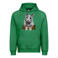 Emerald Russian Blue Cat Face Urban Hoodie - LillyAllenDesigns