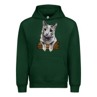 Forest Green Russian Blue Cat Face Urban Hoodie - LillyAllenDesigns