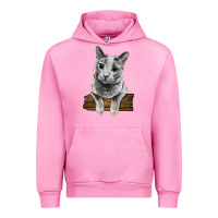 Fuchsia Pink Russian Blue Cat Face Urban Hoodie - LillyAllenDesigns