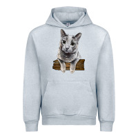 Heather Grey Russian Blue Cat Face Urban Hoodie - LillyAllenDesigns