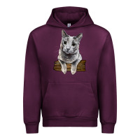 Mauve Wine Russian Blue Cat Face Urban Hoodie - LillyAllenDesigns