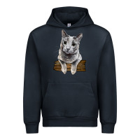 Navy Russian Blue Cat Face Urban Hoodie - LillyAllenDesigns