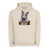 Pigment French Oak Russian Blue Cat Face Urban Hoodie - LillyAllenDesigns
