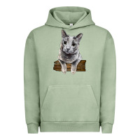 Pigment Oil Green Russian Blue Cat Face Urban Hoodie - LillyAllenDesigns
