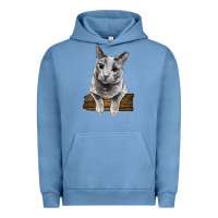 Pigment Pebble Blue Russian Blue Cat Face Urban Hoodie - LillyAllenDesigns