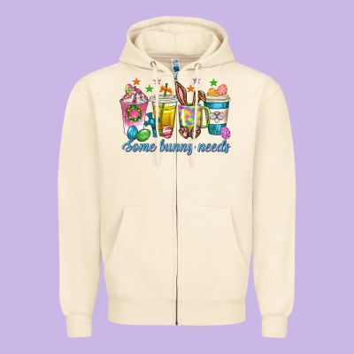 Some Bunny Needs Easter Coffee Cups Zipper Hoodie Designed By Texasbilliewilder